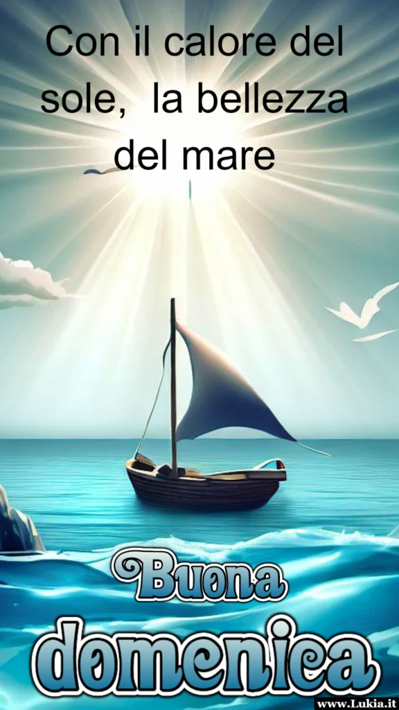 immagine buona domenica con barca e mare