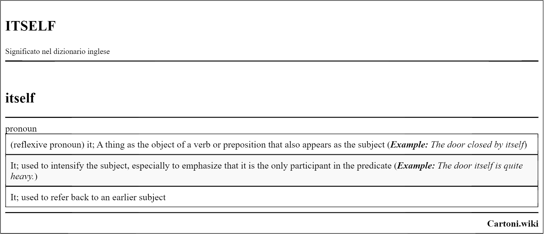 itself pronuncia e significato nel dizionario inglese