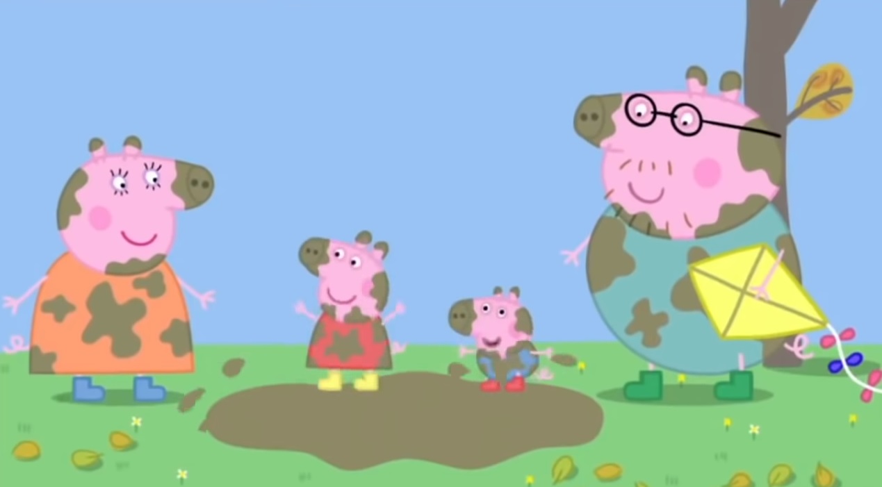 Peppa Pig casa gialla in cima alla collina cartoni animati bambini et prescolare maialina