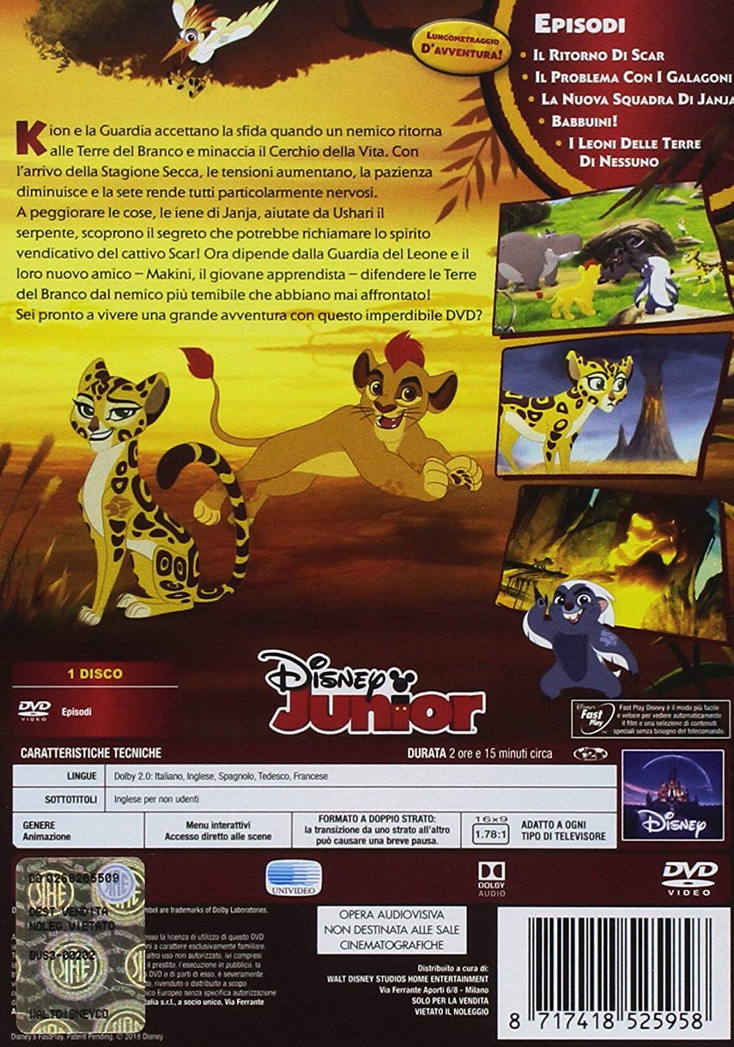 The Lion Guard DVD il ritorno di Scar retro custodia - cartoni animati home video