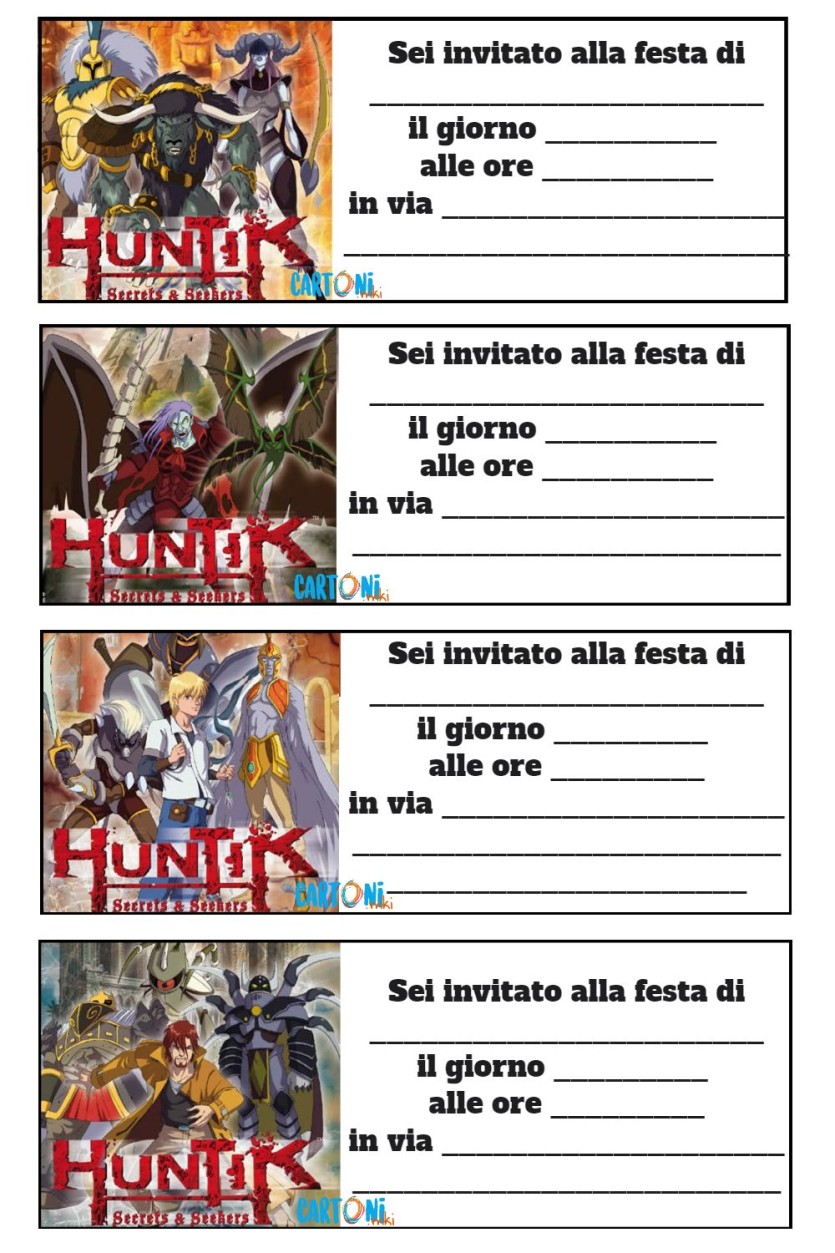 Huntik 4 Inviti Da Stampare Cartoni Animati