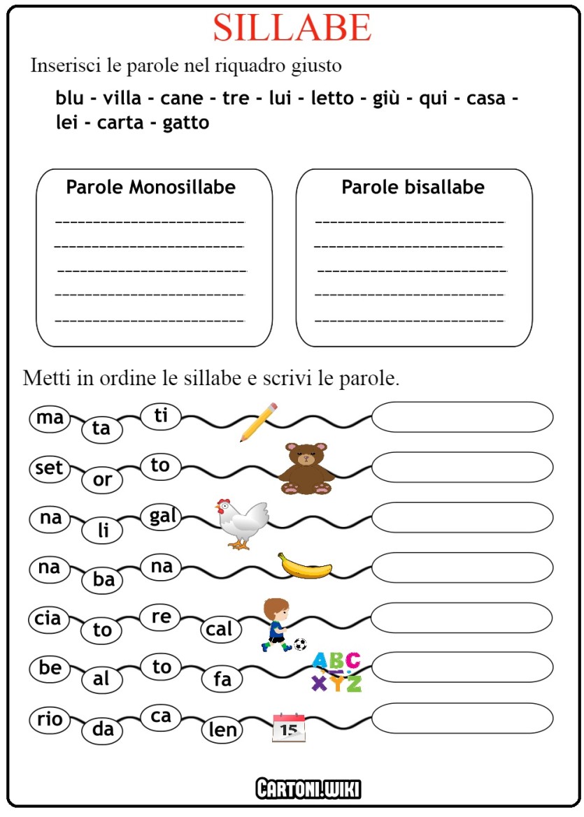 Suddivisione In Sillabe Cartoni Animati