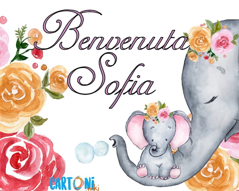 Benvenuta Sofia Annuncio Nascita Bambina Cartoni Animati