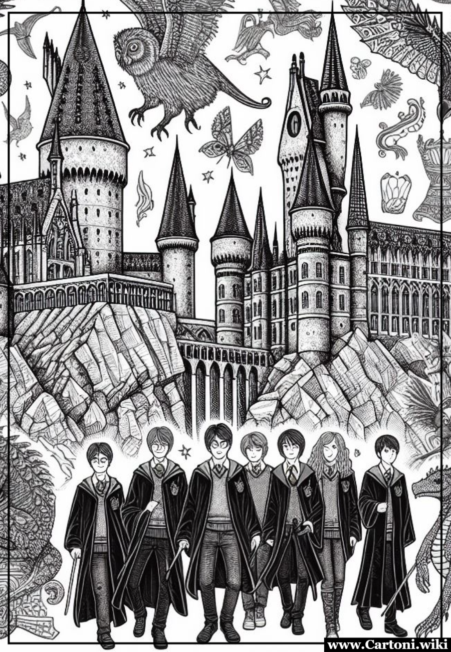 Alla Scoperta di Hogwarts: Disegno da Colorare il Mondo di Harry Potterd