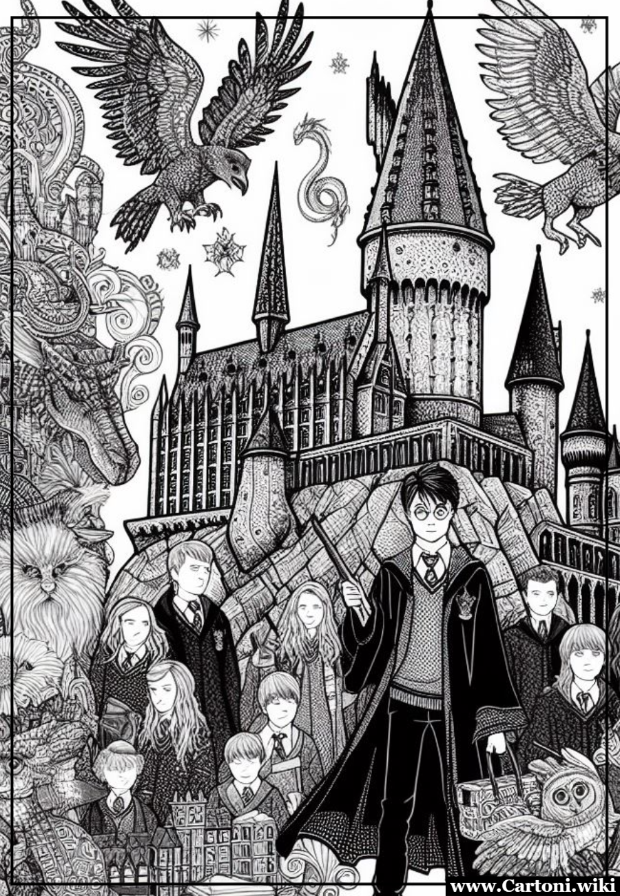 Alla Scoperta di Hogwarts: Disegno da Colorare il Mondo di Harry Potter