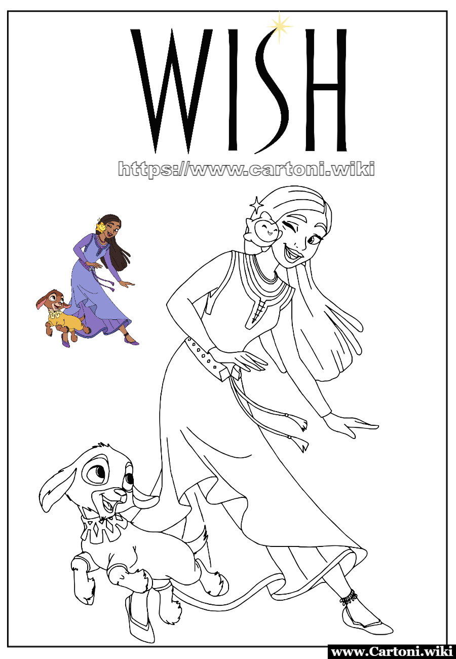 Disegni da colorare Wish Disney Disegni da colorare Wish Disney con tutti i personaggi Aisha la capretta Valentino e la piccola Stella. Coloring pages Wish - Immagini gratis