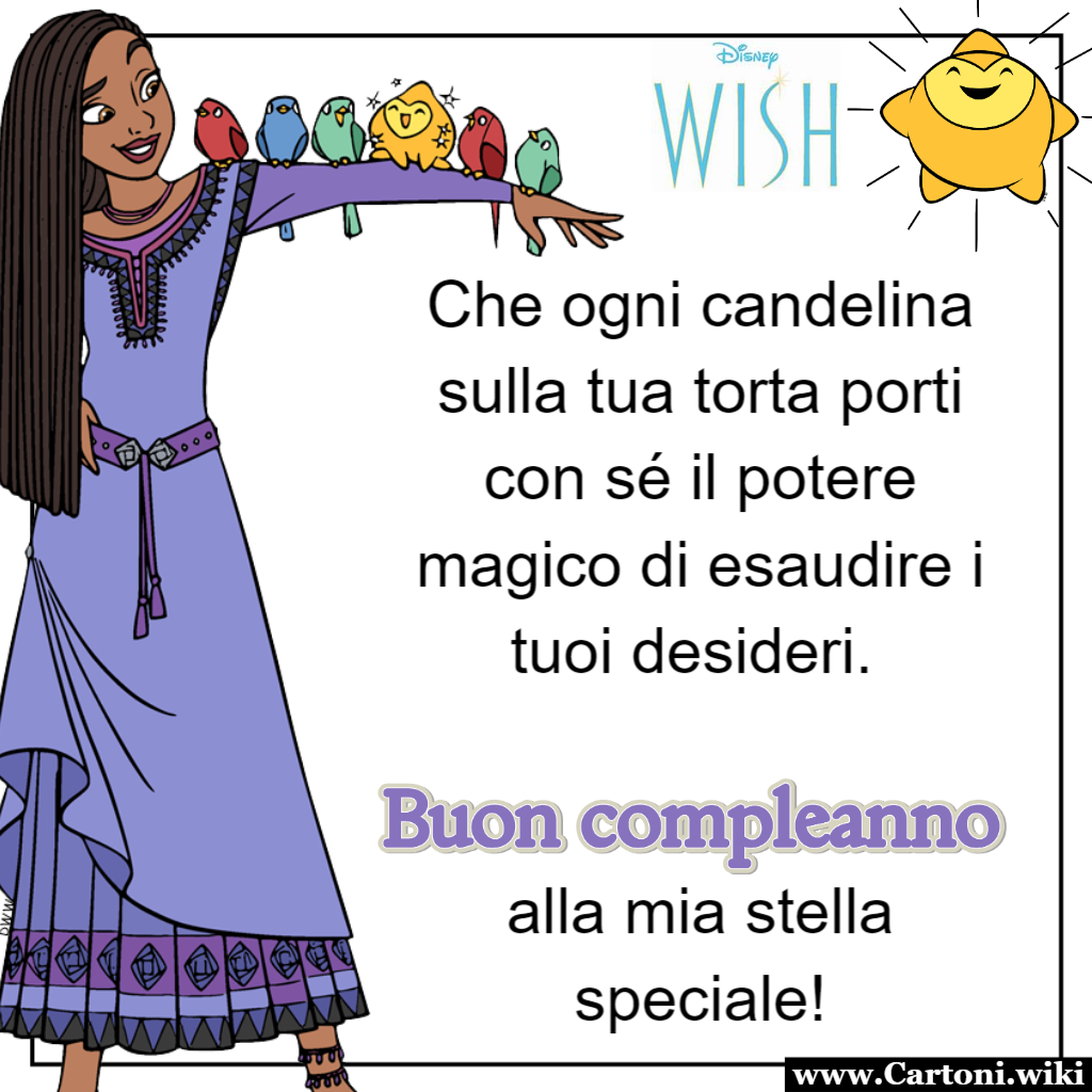 Auguri di buon compleanno con Asha di Wish Disney