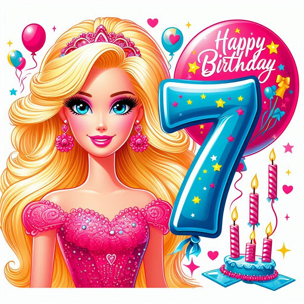 7 anni: immagini buon compleanno con Barbie