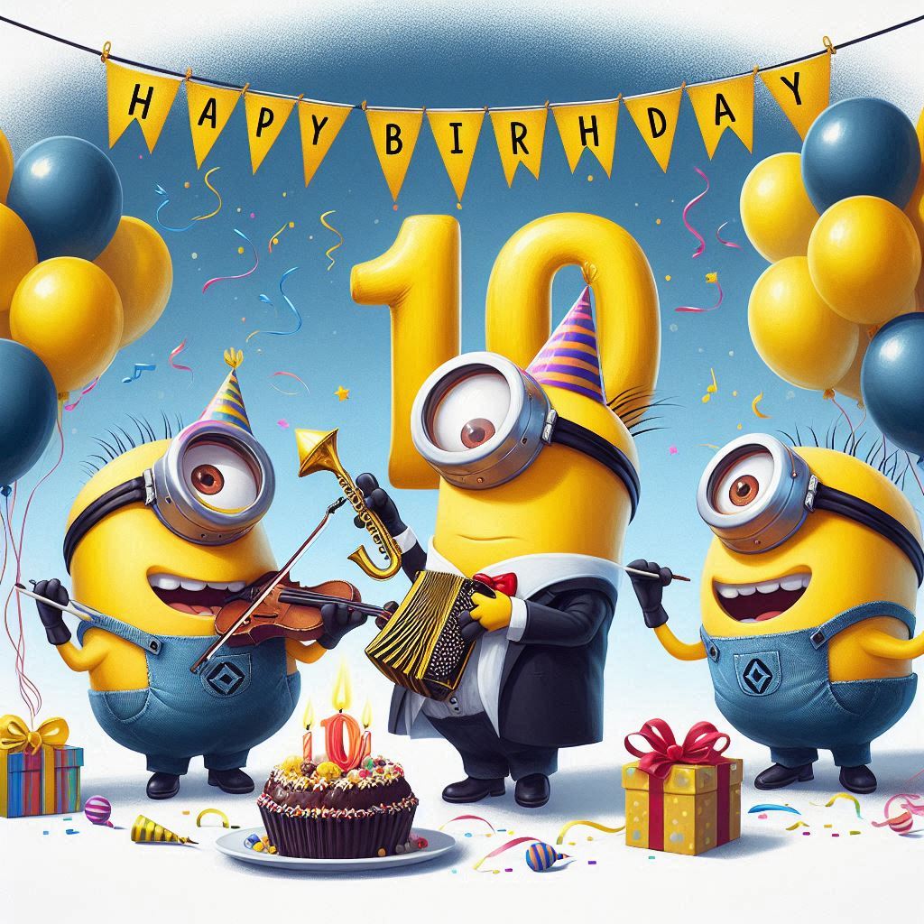 Buon compleanno 10 anni con i minions 10 anni,Biglietti di auguri,Minions