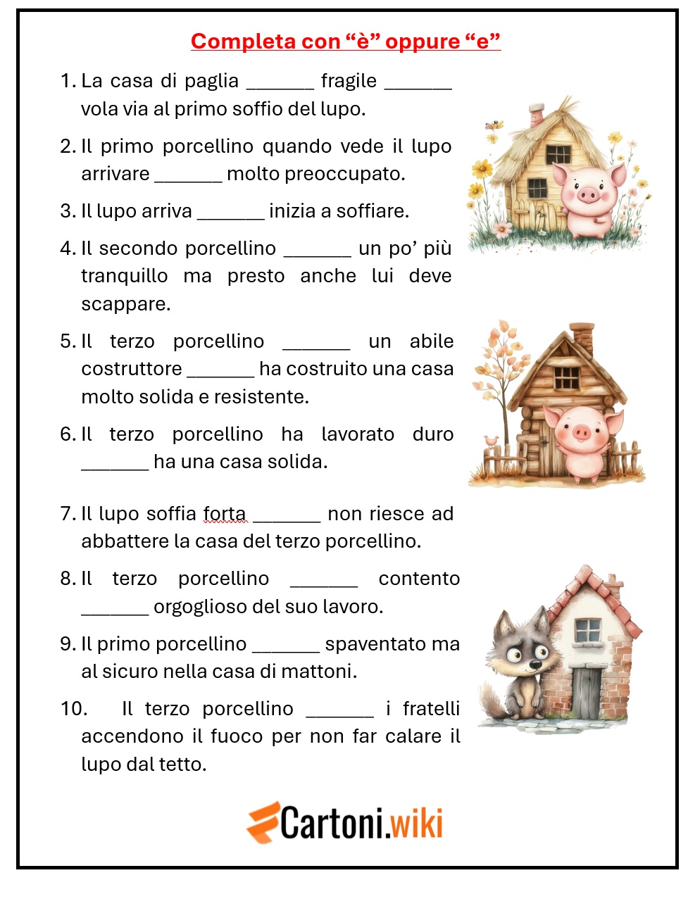 Esercizi sull'uso di e oppure è per bambini della scuola primaria