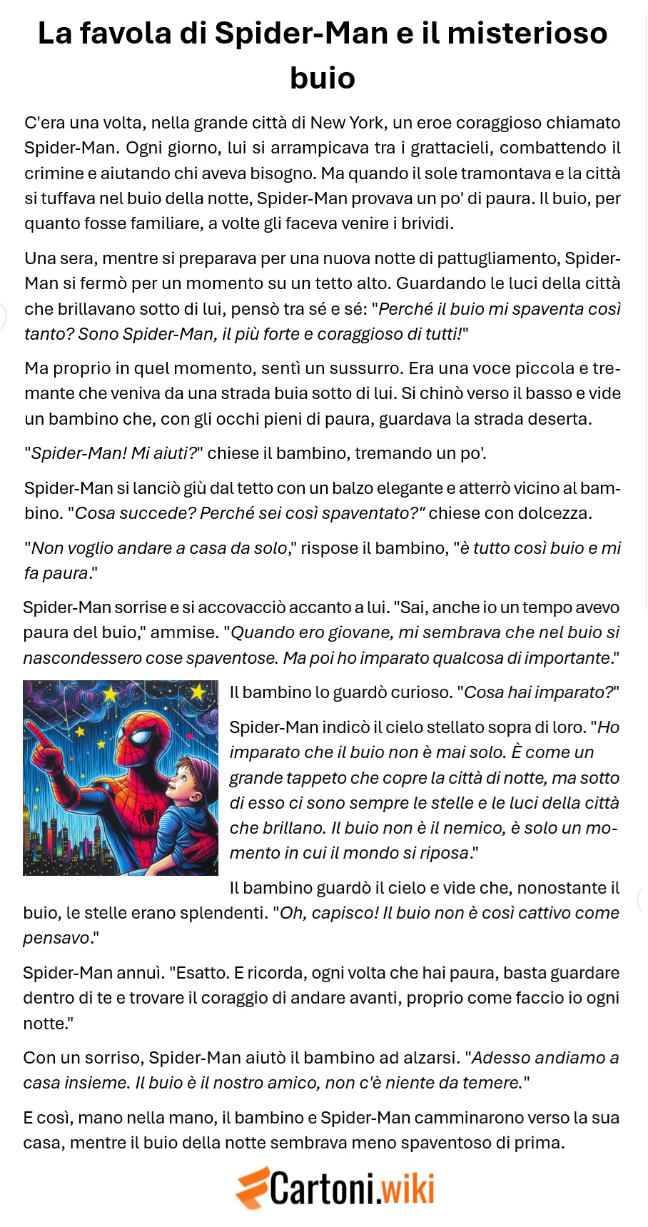 La favola di spiderman e il misterioso buio