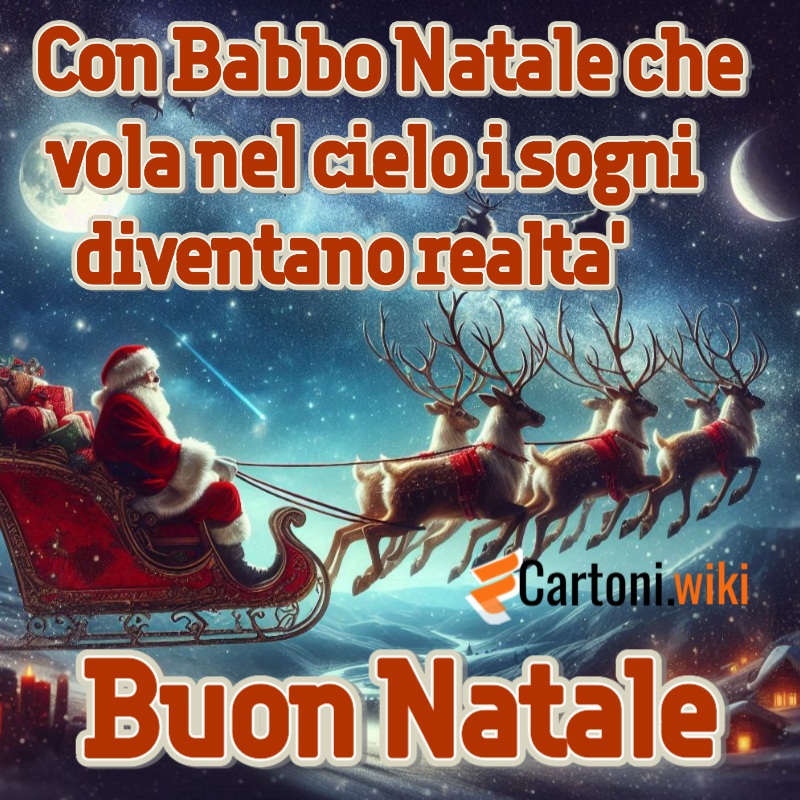 Buon Natale con babbo Natale in alto nel cielo