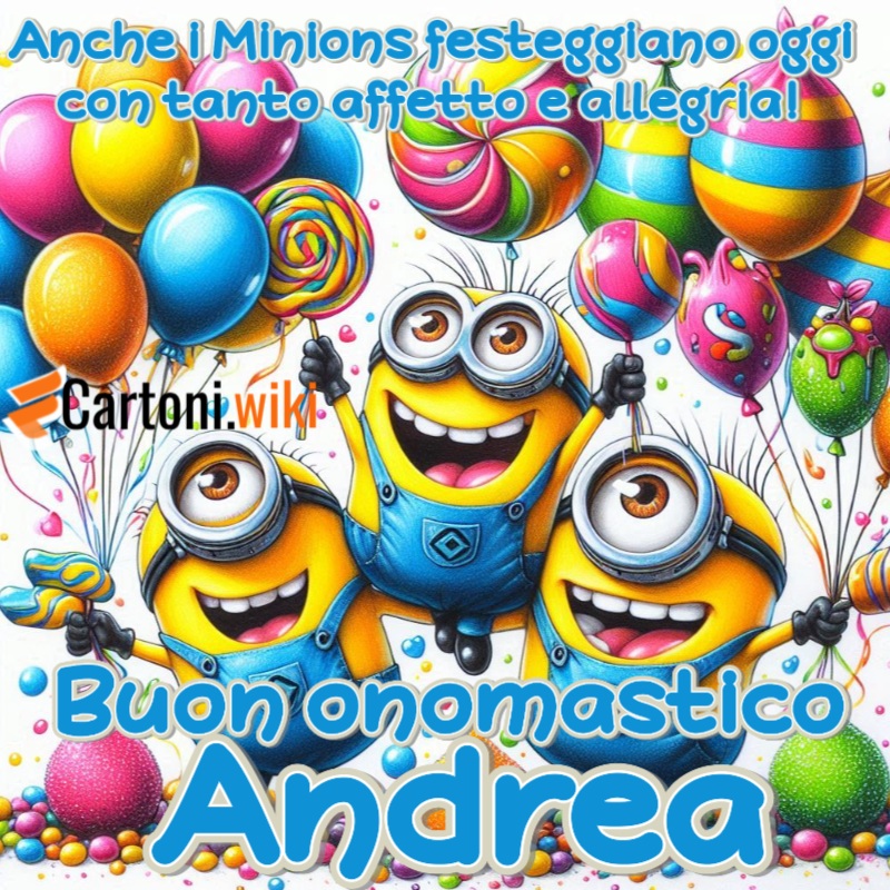 Buon onomastico Andrea con gli allegri Minions