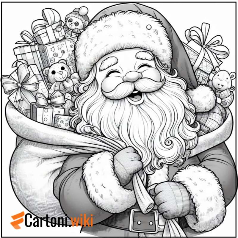 Disegno da colorare di un sorridente Babbo Natale