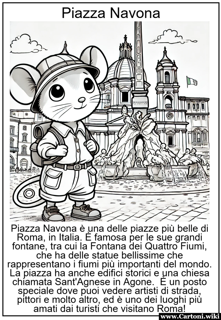 Topino Giramondo a Piazza Navona: Un'Avventura da Colorare a Roma!