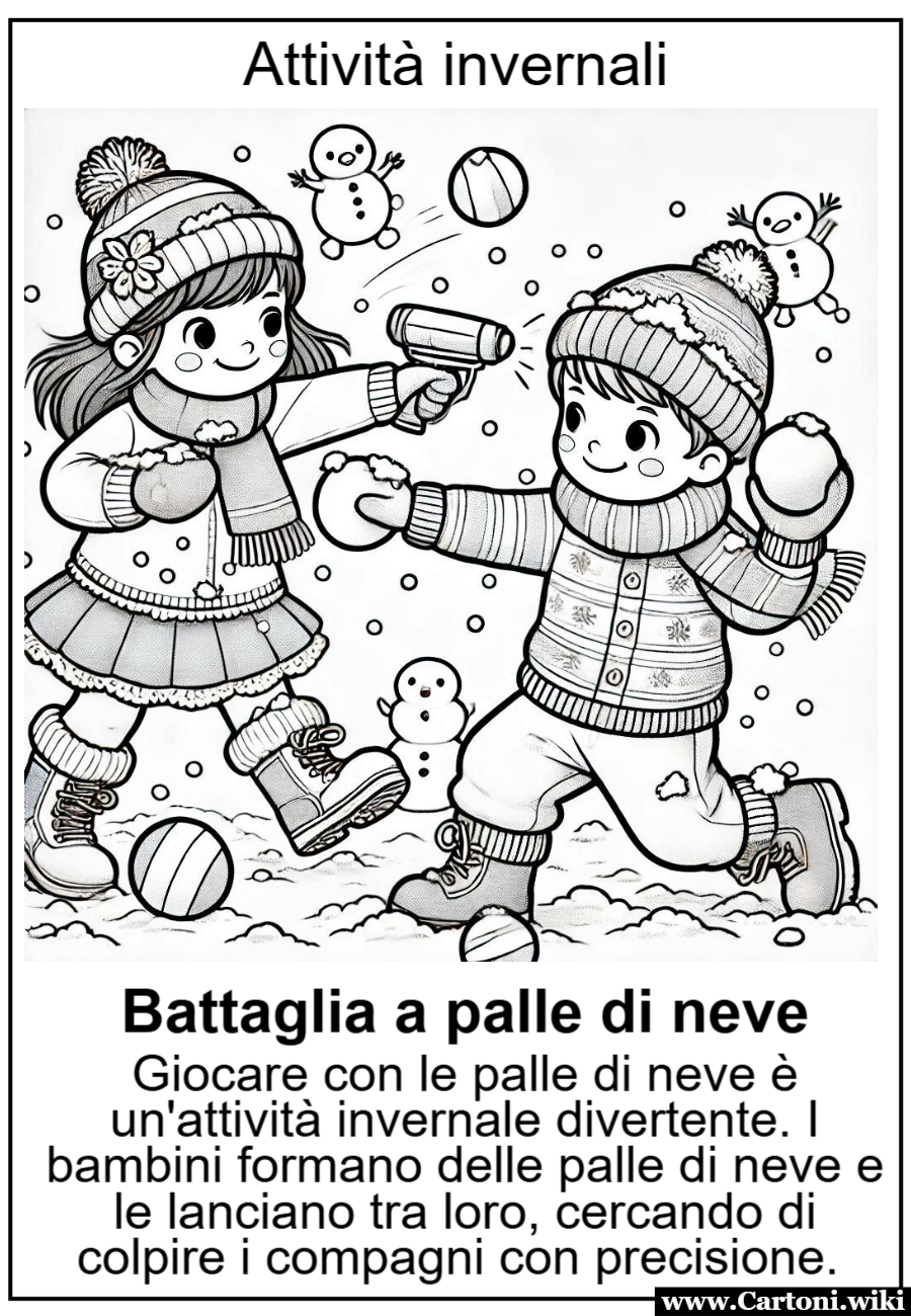 Disegno da Colorare: Battaglia a Palle di Neve