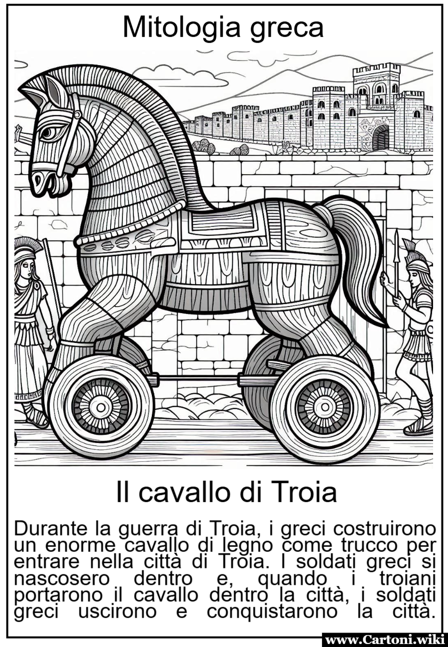 La storia del cavallo di Troia: disegno da colorare