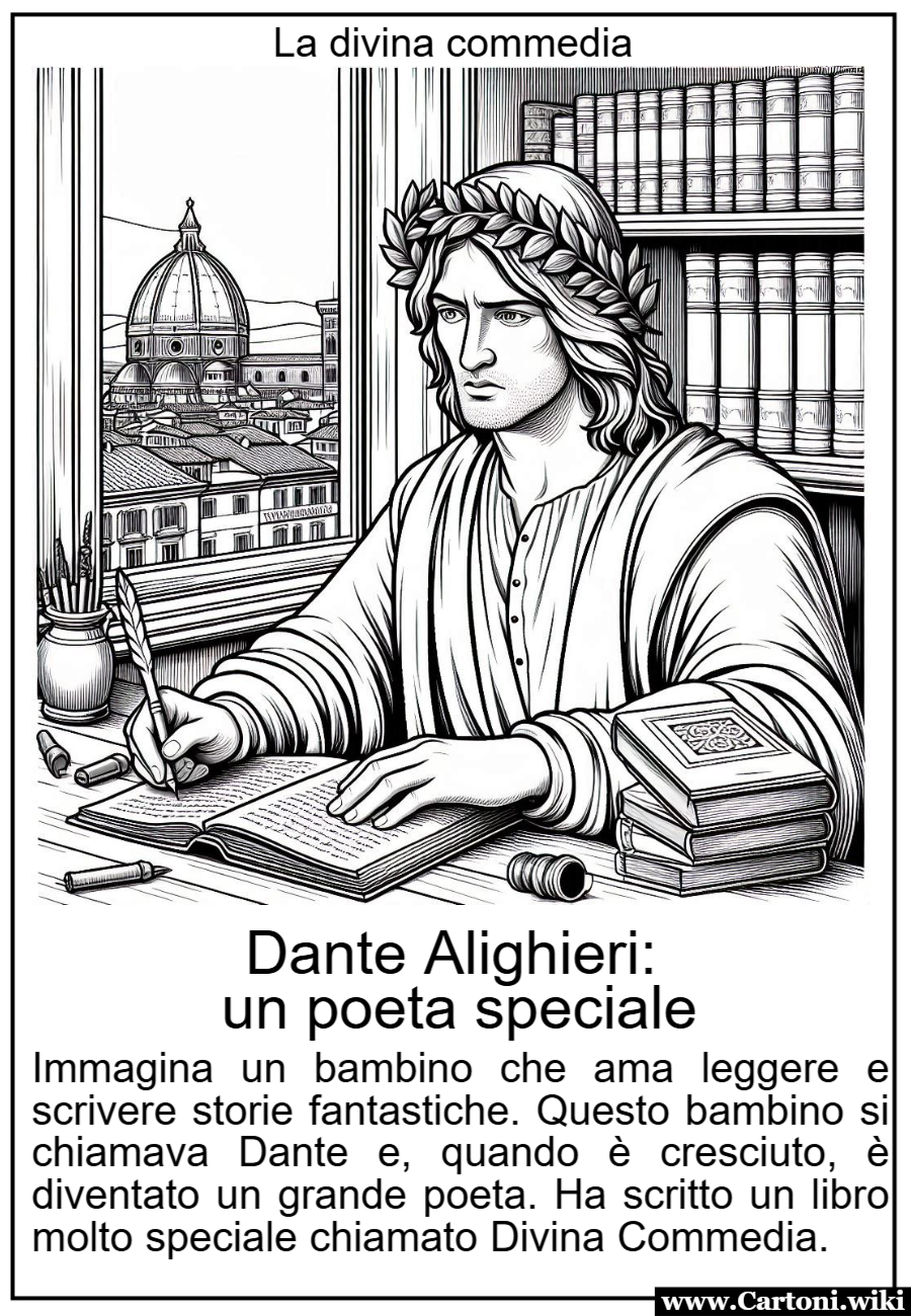 Disegno da colorare di Dante Alighieri: un poeta speciale