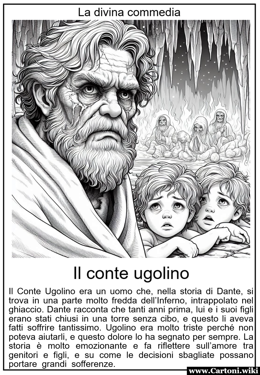 Disegni da colorare delle storie della divina commedia: il conte Ugolino