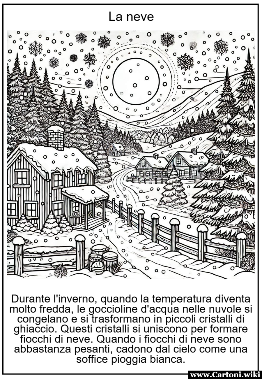 Disegno da colorare: la neve che scende in inverno