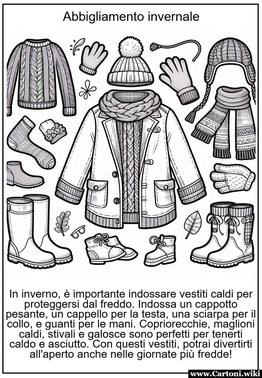 Disegno da colorare: abbigliamento invernale