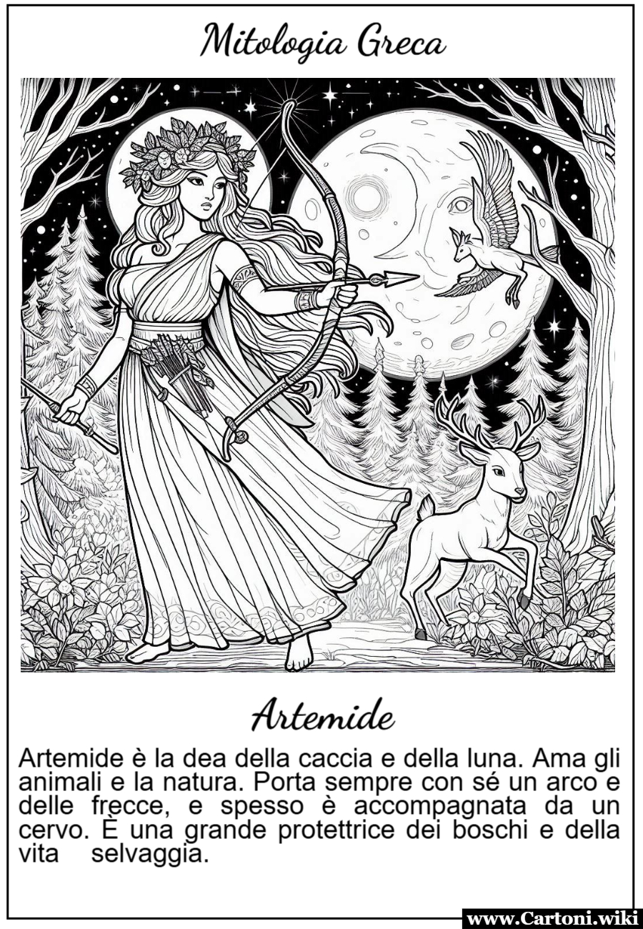 Disegno da colorare Artemide della mitologia greca