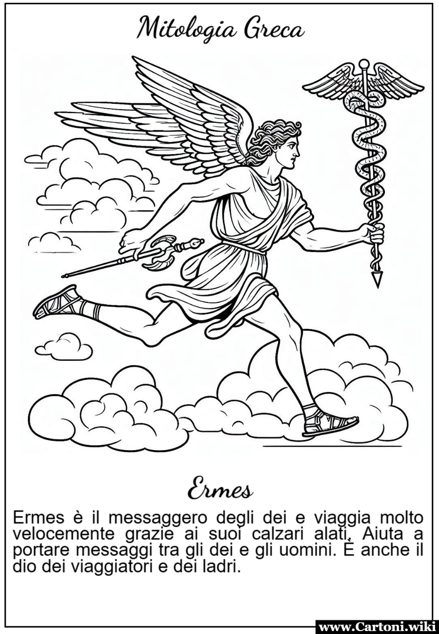 Disegno da colorare di Ermes della mitologia greca