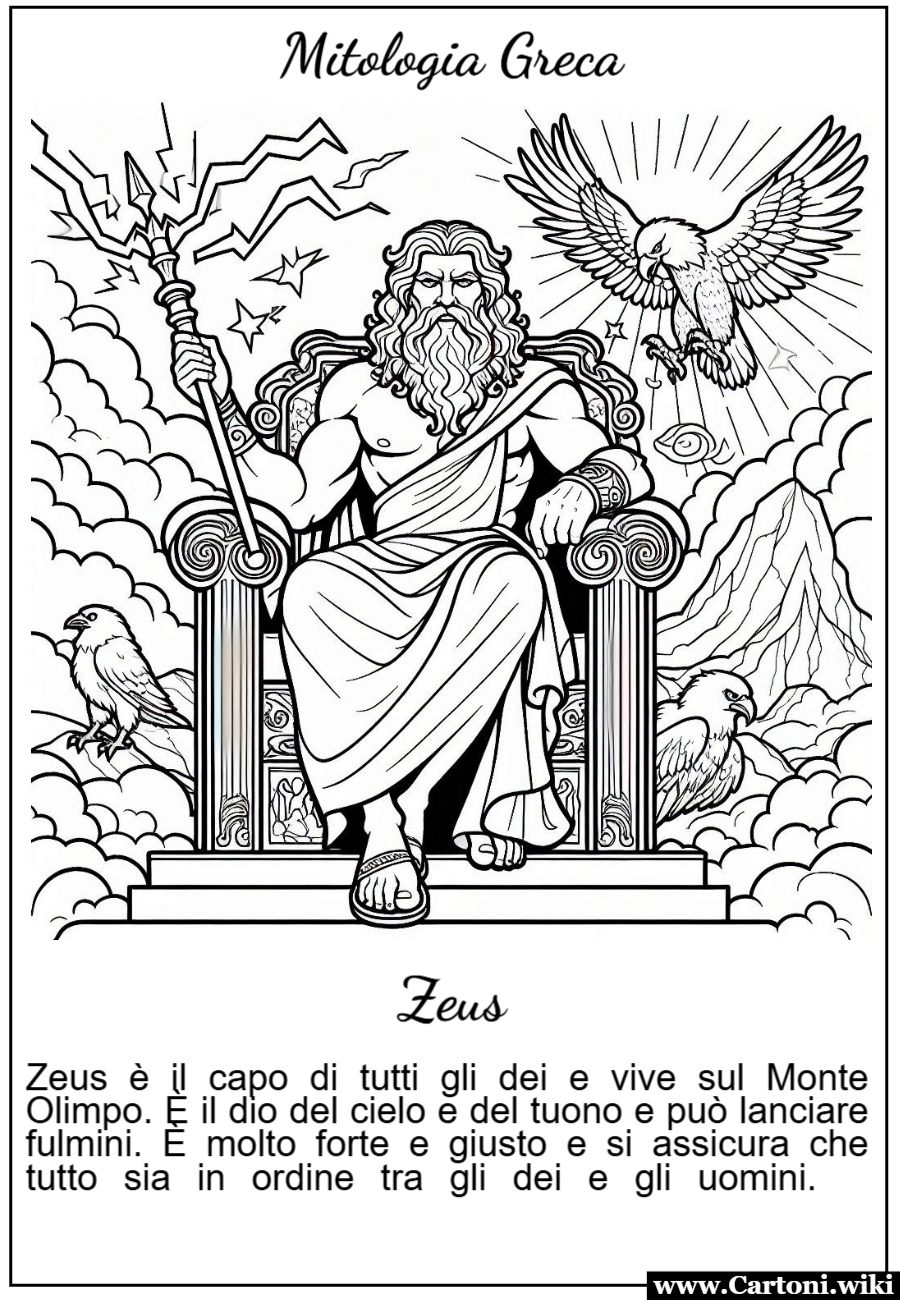 Disegno da colorare di Zeus della mitologia greca