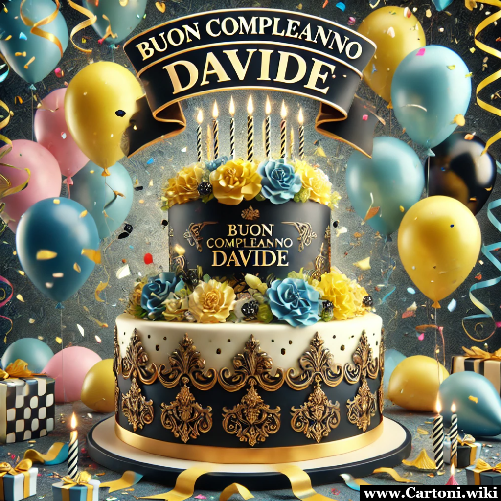 Buon compleanno Davide con torta a piani